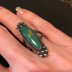 VINTAGE STERLING TURQUOISE OLD PAWN RING SIZE 5.5